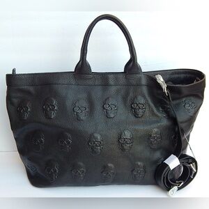 Iopelle designer black embossed skull bag! LARGE